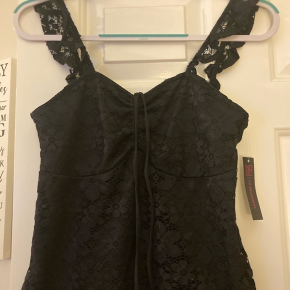 BNWT BLACK CAMISOLE WITH LACE STRAPS SIZE MEDIUM - Picture 2 of 3